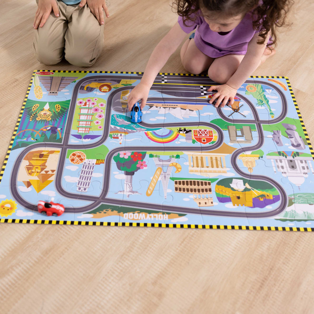 Educational Race Around the World Tracks Floor Puzzle - 48 Pieces