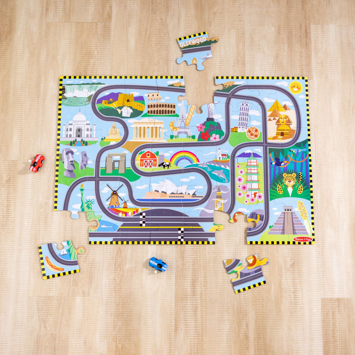 Educational Race Around the World Tracks Floor Puzzle - 48 Pieces