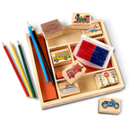 Educational Wooden Stamp Set - Vehicles