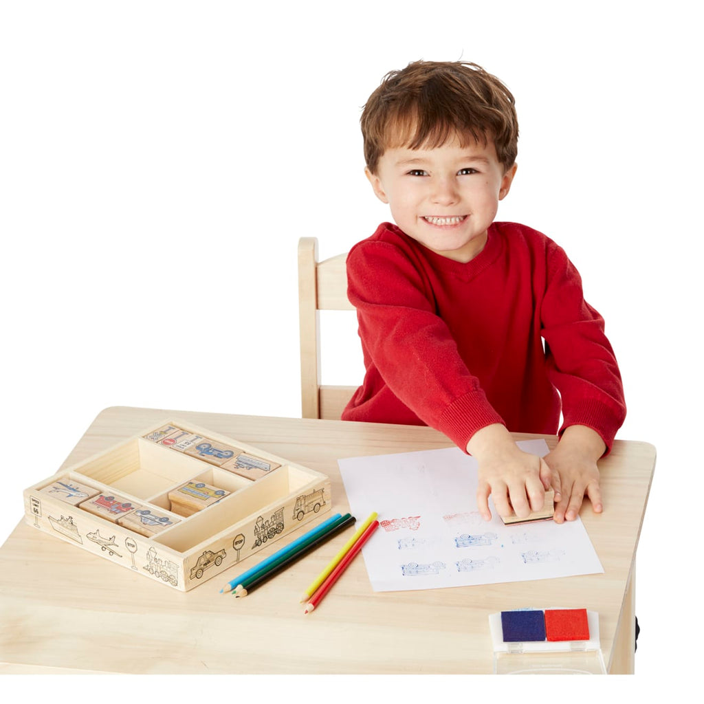 Educational Wooden Stamp Set - Vehicles
