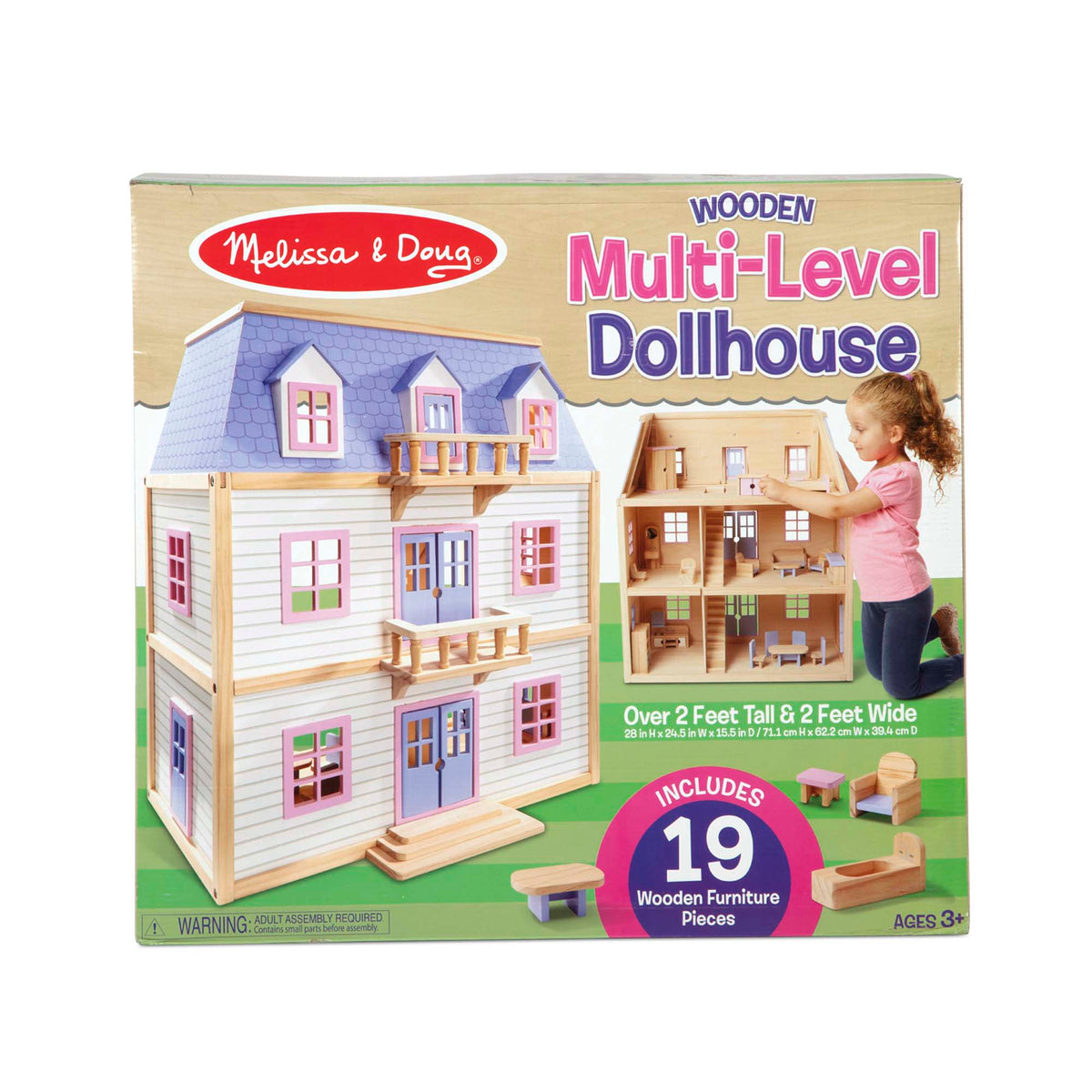 Educational Wooden Multi-Level Dollhouse