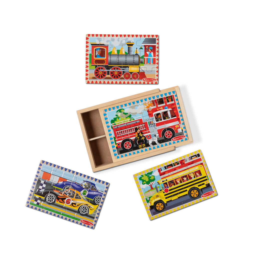 Educational Wooden Jigsaw Puzzles in a Box - Vehicles