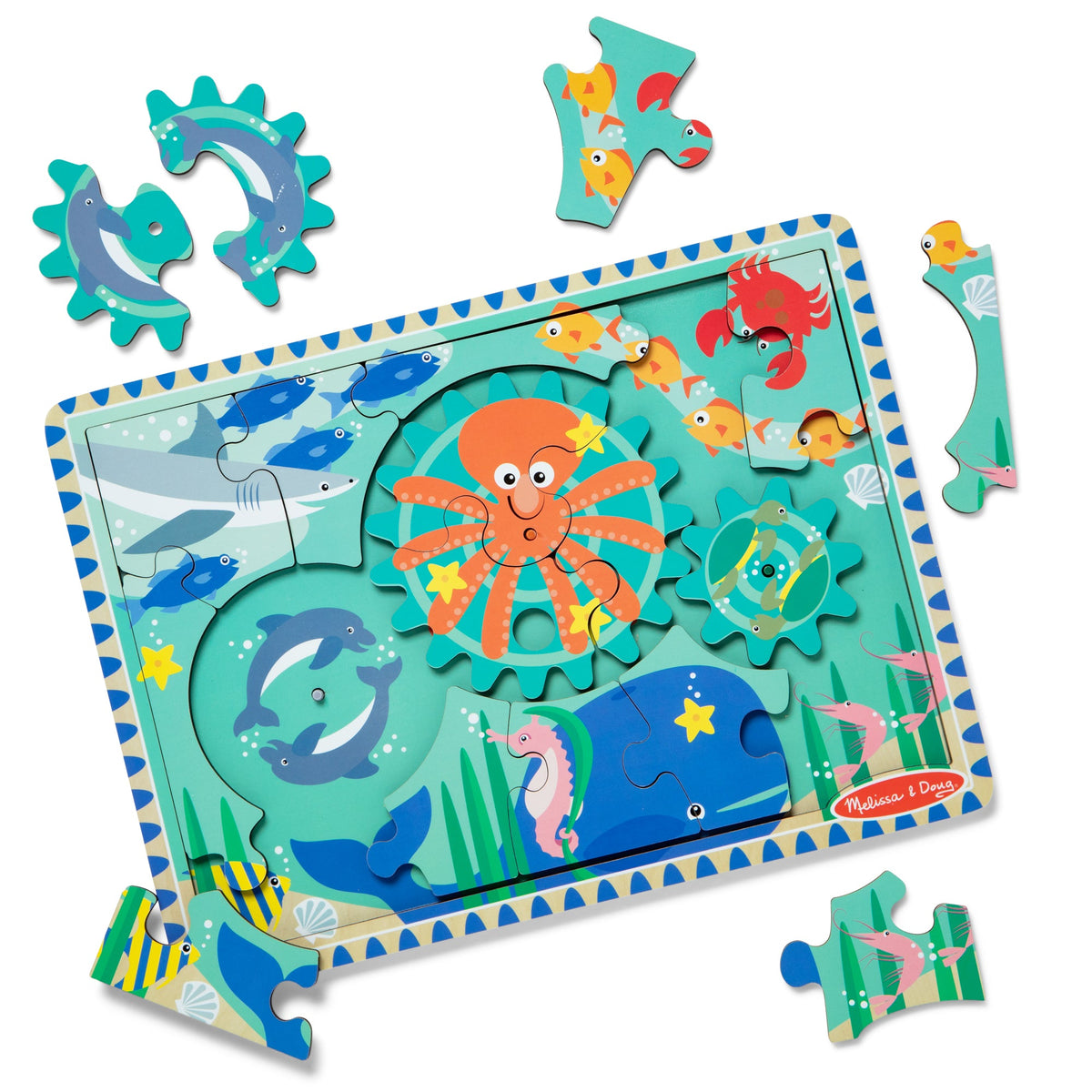 Educational Wooden Underwater Gear Puzzle 18 Pieces