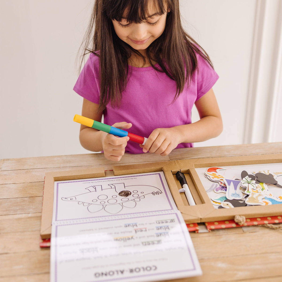 Educational Natural Play Play Draw Create Reusable Drawing & Magnet Kit Dinosaurs