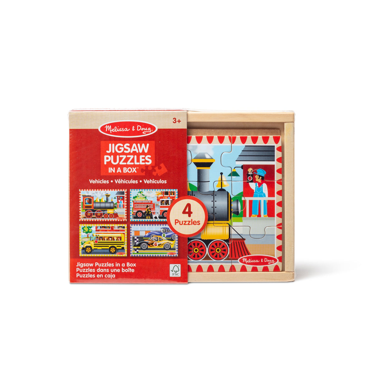 Educational Wooden Jigsaw Puzzles in a Box - Vehicles