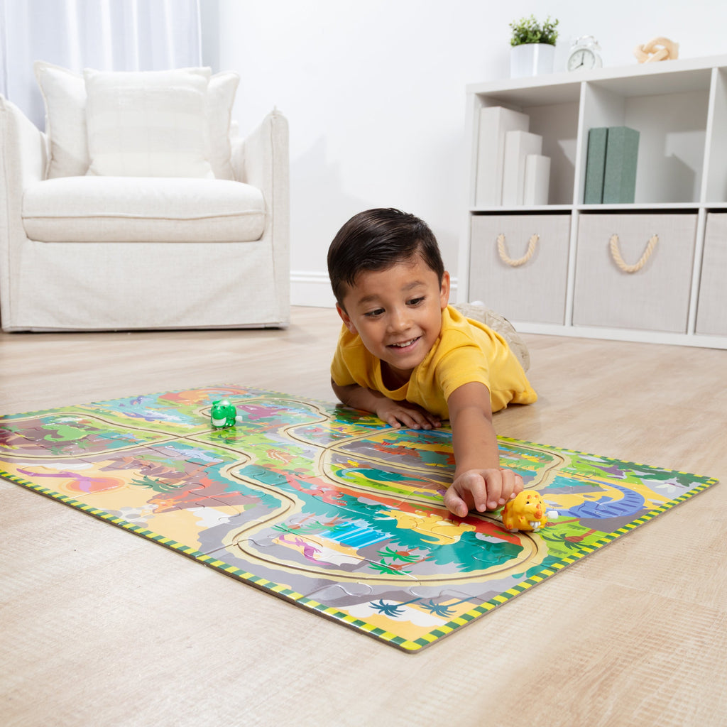 Educational Dinosaur Adventure Tracks Floor Puzzle 48 Pieces 2 Wind-Up Dinosaurs