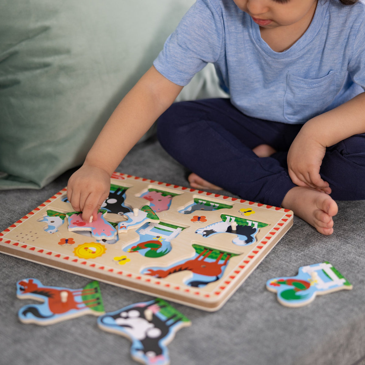 Educational Farm Animals Sound Puzzle - 8 Pieces