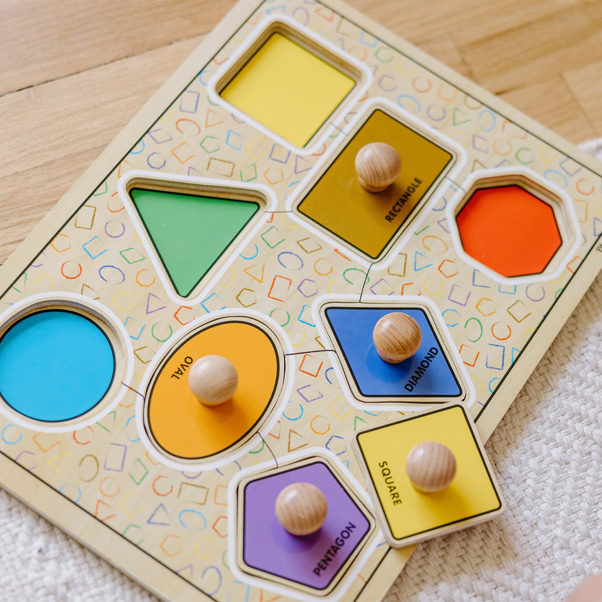 Educational Geometric Shapes Deluxe Jumbo Peg Puzzle - 8 Pieces