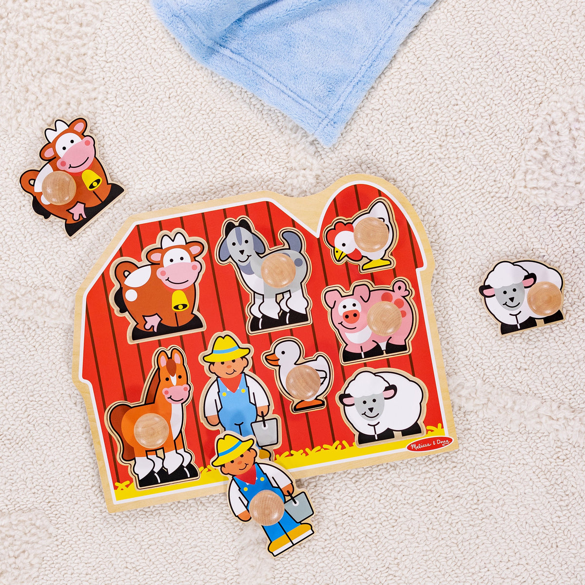 Educational Farm Friends Jumbo Peg Puzzle - 8 Pieces