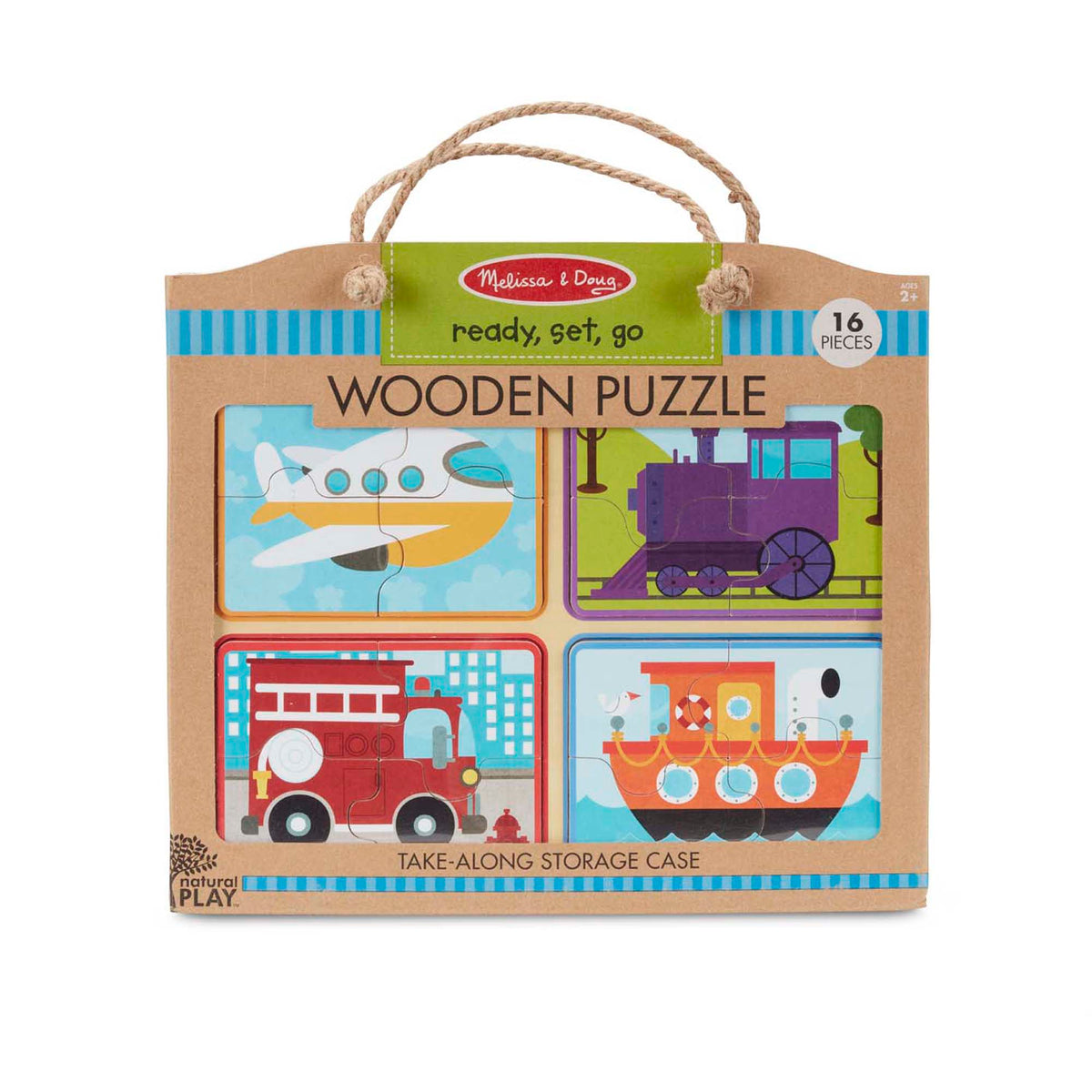 Educational Natural Play Wooden Puzzle Ready Set Go