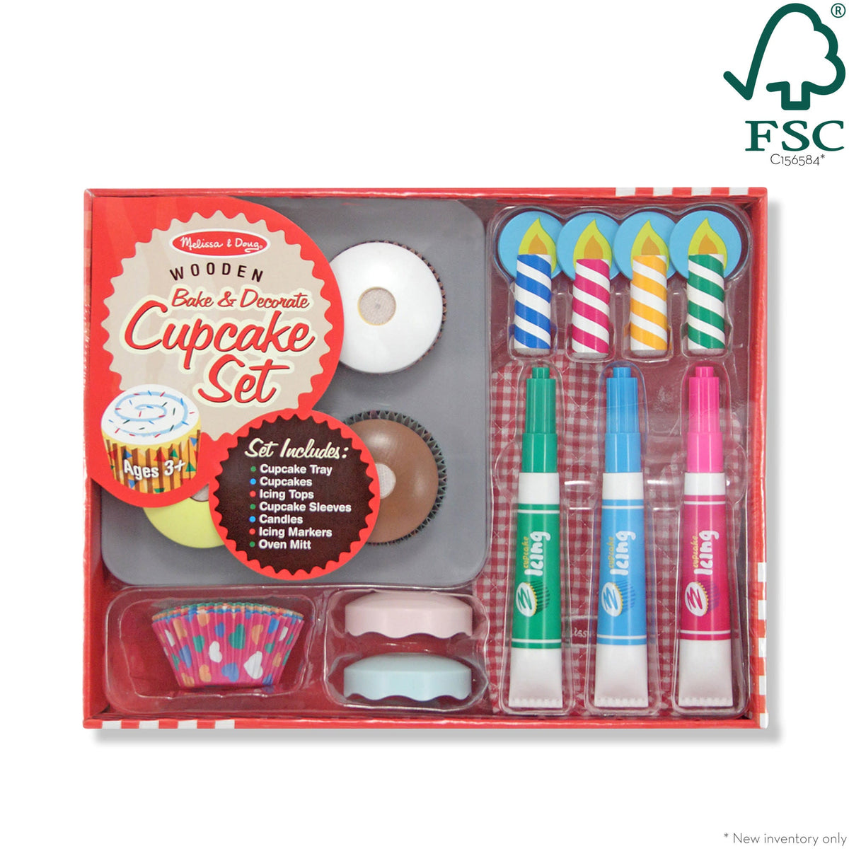 Educational Bake & Decorate Wooden Cupcake Play Set