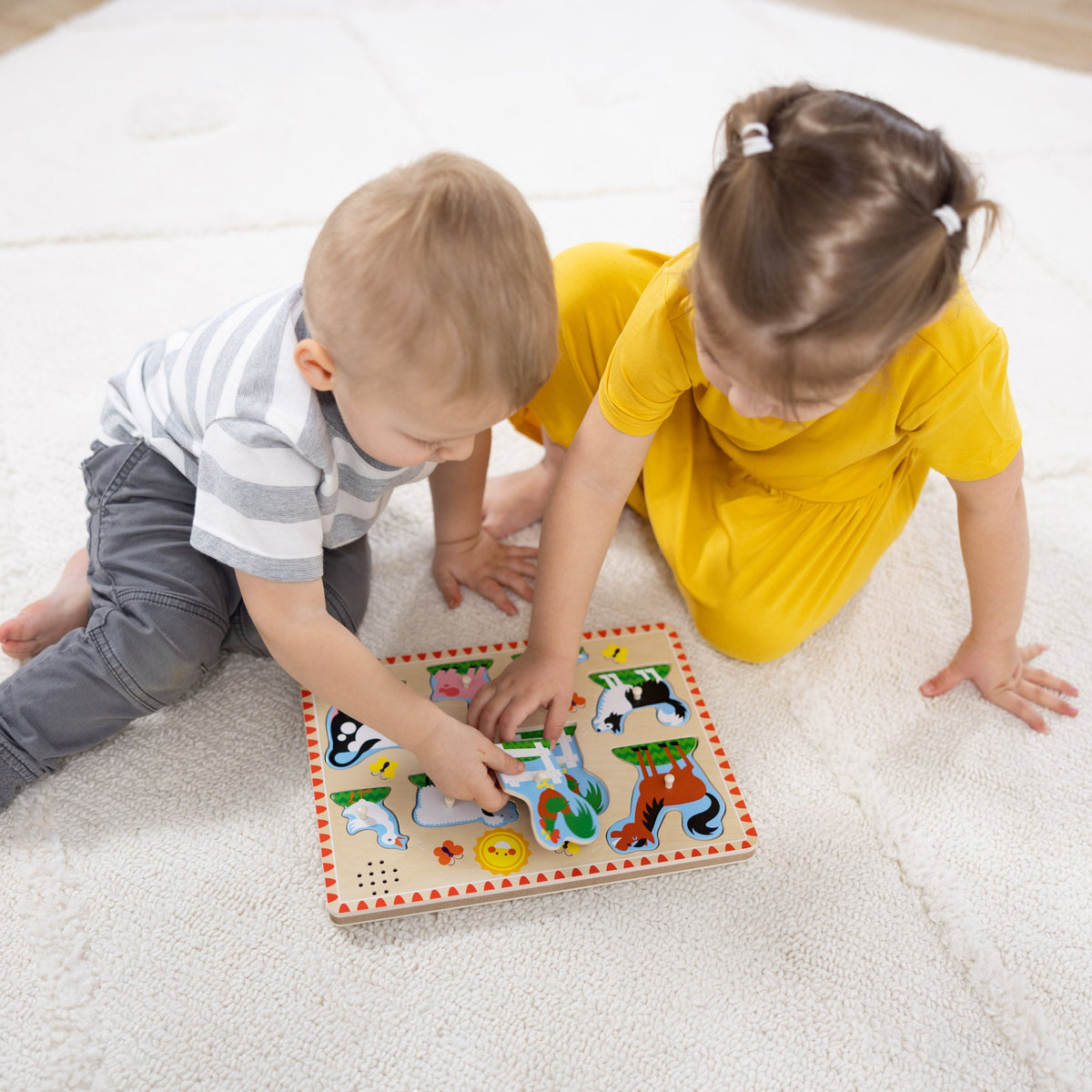 Educational Wooden Sound Puzzle 2-Pack Farm Animals Vehicles