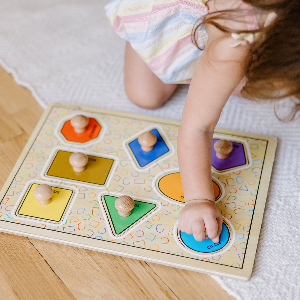 Educational Geometric Shapes Deluxe Jumbo Peg Puzzle - 8 Pieces