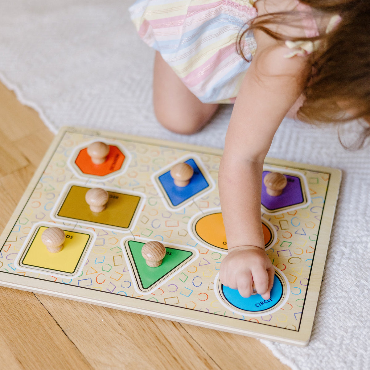 Educational Geometric Shapes Deluxe Jumbo Peg Puzzle - 8 Pieces