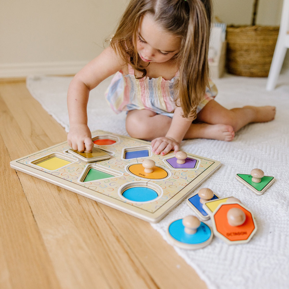 Educational Geometric Shapes Deluxe Jumbo Peg Puzzle - 8 Pieces