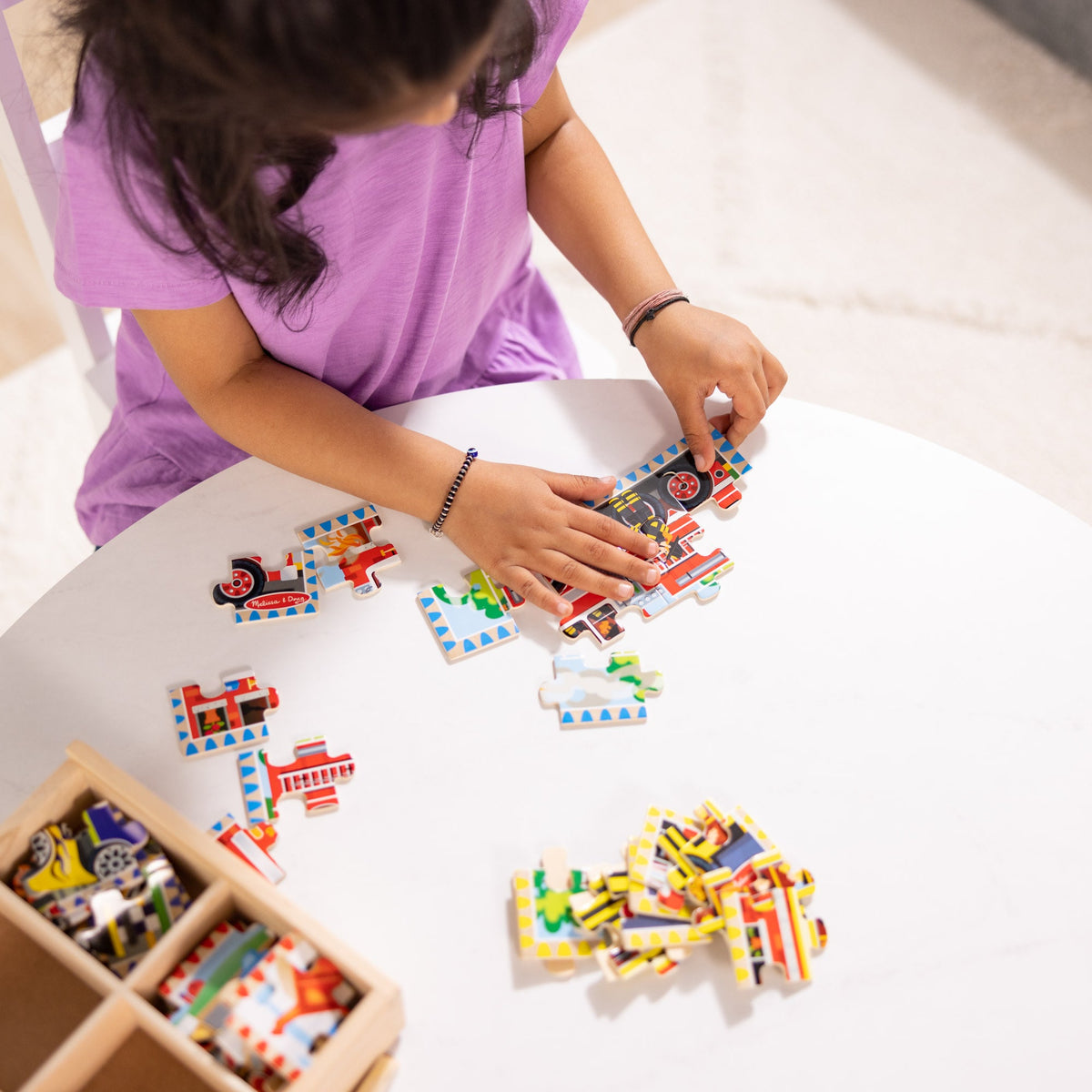 Educational Wooden Jigsaw Puzzles in a Box - Vehicles