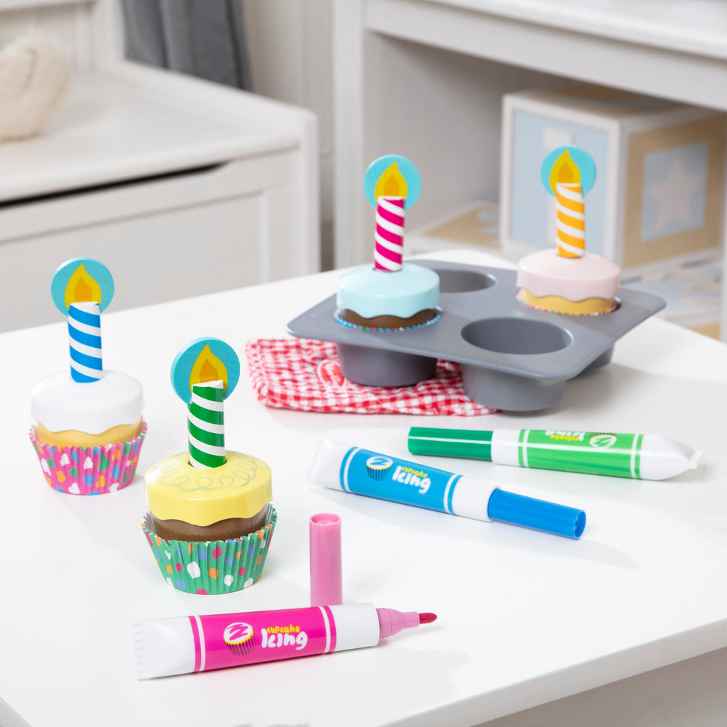 Educational Bake & Decorate Wooden Cupcake Play Set