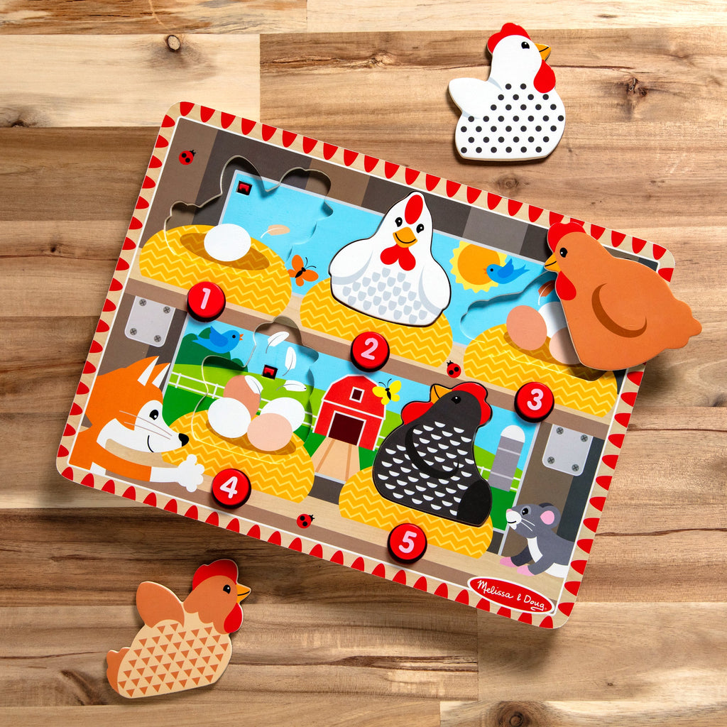 Educational Happy Hens Push to Pop Puzzle