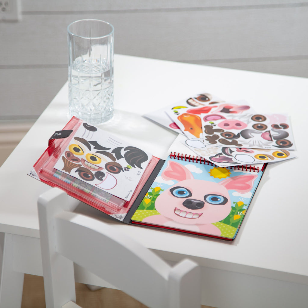 Educational Make-a-Face Farm Reusable Sticker Pad On the Go Travel Activity